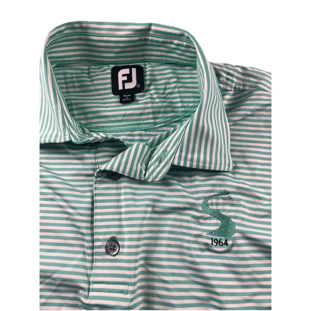 FootJoy Polo Shirt Men's XL Performance Green Striped Midland Trail Golf Club